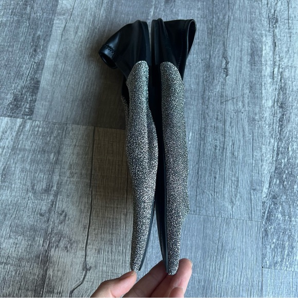 Zara Flats Pointy Toe Silver Black Size 41 - Picture 4 of 9